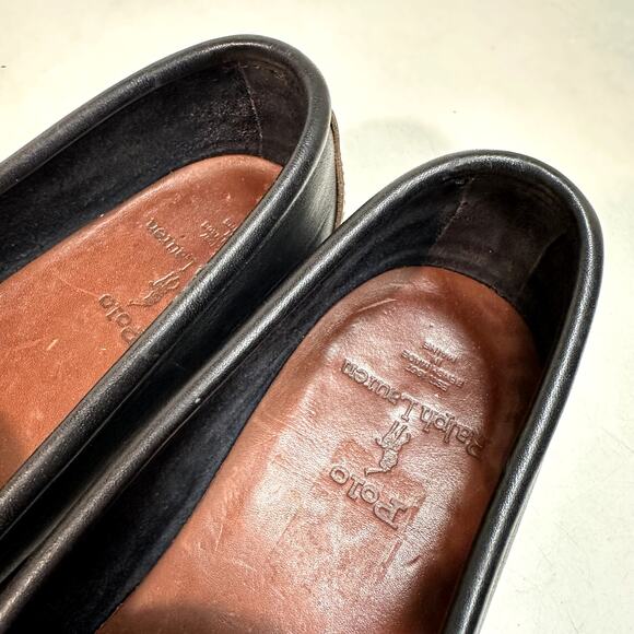 VERY GOOD Rancourt & Co. x Polo Ralph Lauren Penny Loafers Black / Brown USA 9 - Picture 8 of 12